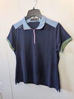 RLX RALPH LAUREN women 1/4 Zip Polo Shirt Size Large Navy Blue Activewear